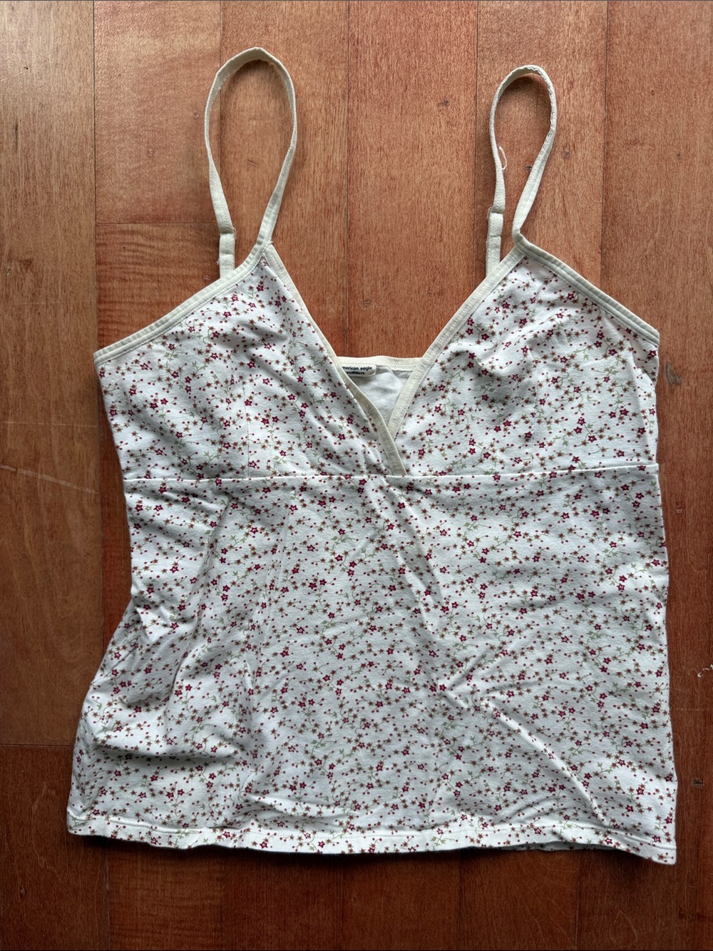 American Eagle Outfitters Cream Floral Spaghetti Strap Tank